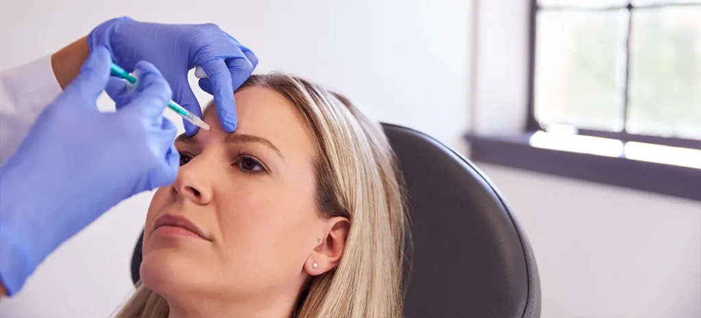 Woman receiving botox treatment for anti-wrinkle benefits
